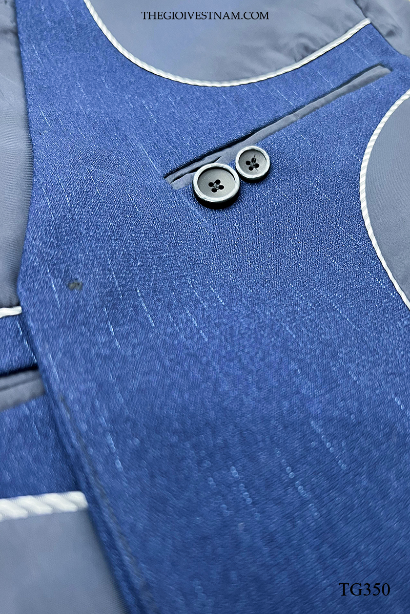 Vest xanh navy sọc xước 1 nút TG350 #3
